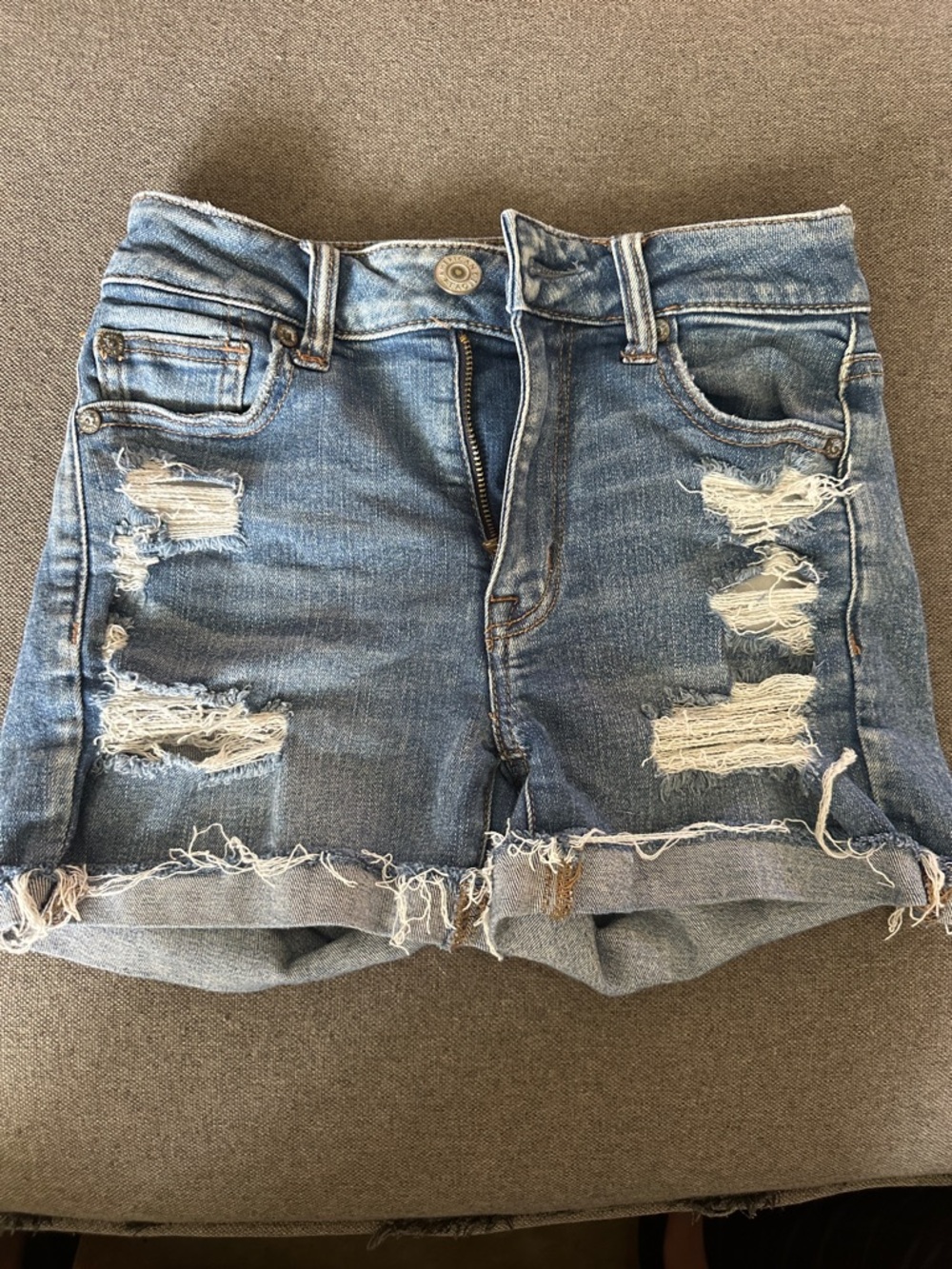 American Eagle Outfitters Distressed Light Blue Denim Jean Shorts
